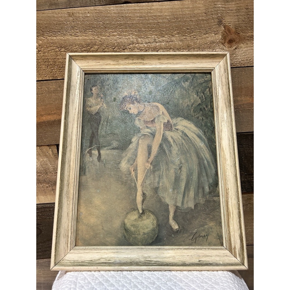 MCM 1950s Cydney Print Turner Wall Accessories Ballerina Glass Framed VTG
